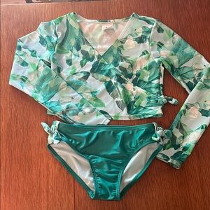 Art Class Green and White Rashguard Swim Set